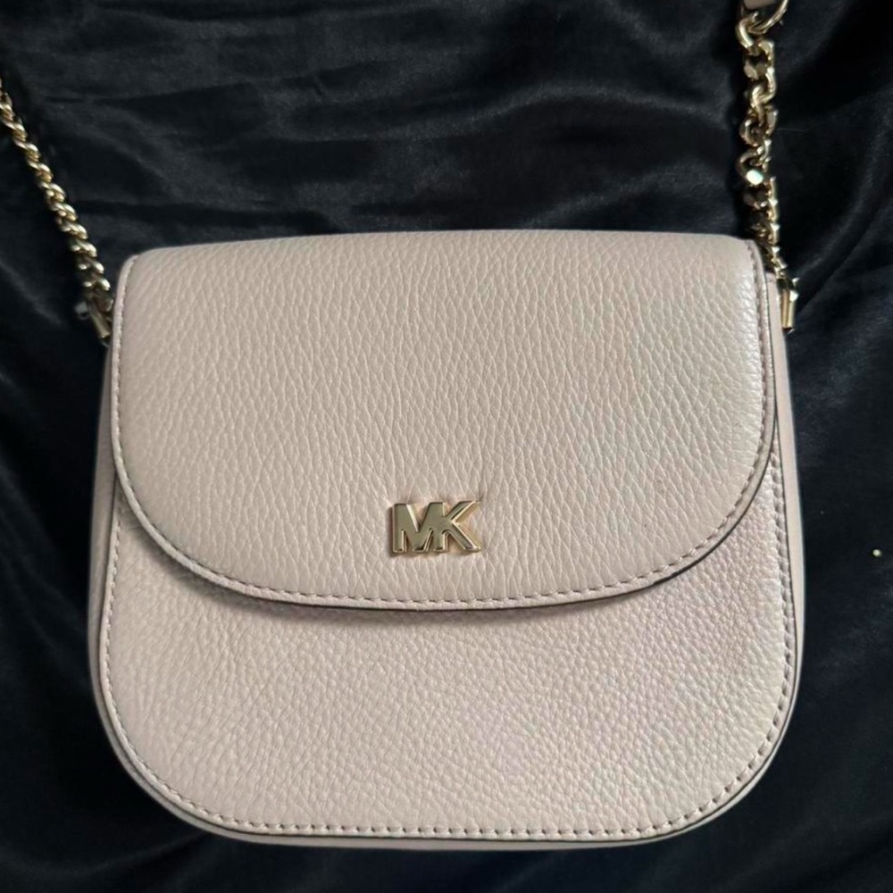 Michael Kors light pink and Gold Crossbody Bag with Saddle Design